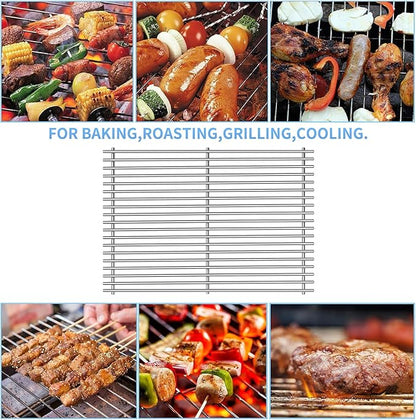 18 7/8" SUS304 9mm Cooking Grates for Weber Genesis II Grill Parts E&S 310 315 320 325 340, 2 Pack 66095 Grill Parts for Weber Grill Grate Genesis II LX 300 Series
