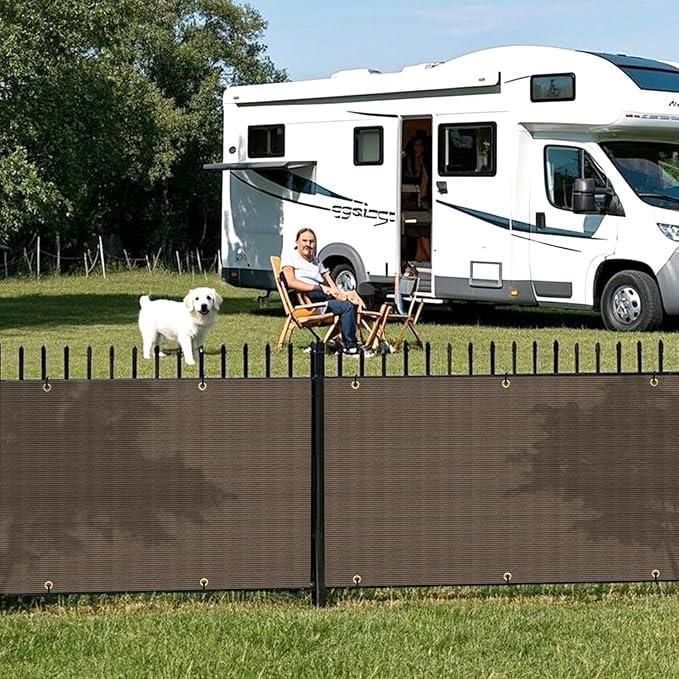 2.5' x 158' Balcony Privacy Screen Fence Cover with Zip Ties Grommets for Apartment Patio Porch Deck Backyard Outdoor (Brown)
