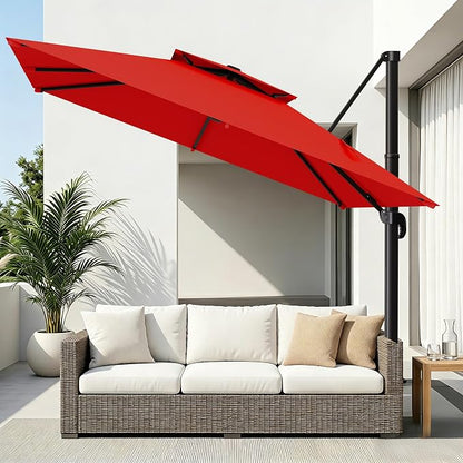 11×11 FT Double-Top Cantilever Patio Umbrella, Outdoor Umbrellas by AreShark