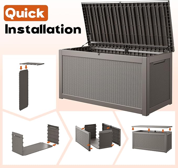Outdoor Deck Storage Box, Resin Deck Boxes Indoor and outdoor, Waterproof - Image 7