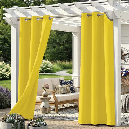 Set of 4 Outdoor Curtains for Patio Waterproof, Breathable Grommet Panels for by Sunshelf