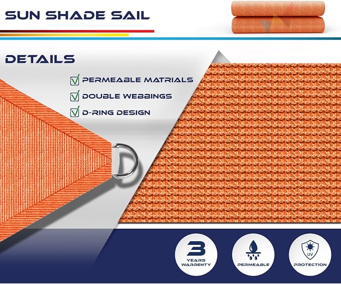 Windscreen4less 23' x 23' x 23' Sun Shade Sail Triangle Outdoor Canopy Cover UV - Image 3