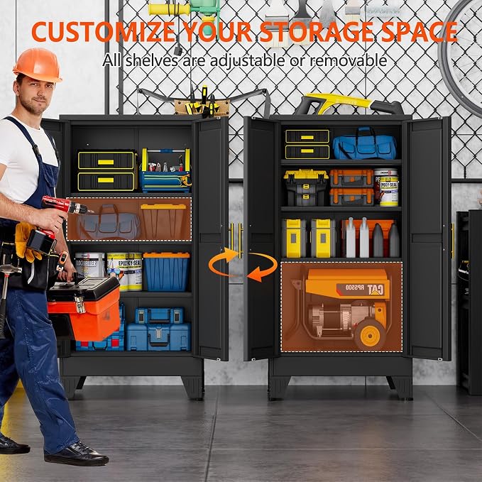 GAIOUS 47.2'' Tall Metal Garage Storage Cabinet, File Cabinet - Image 3