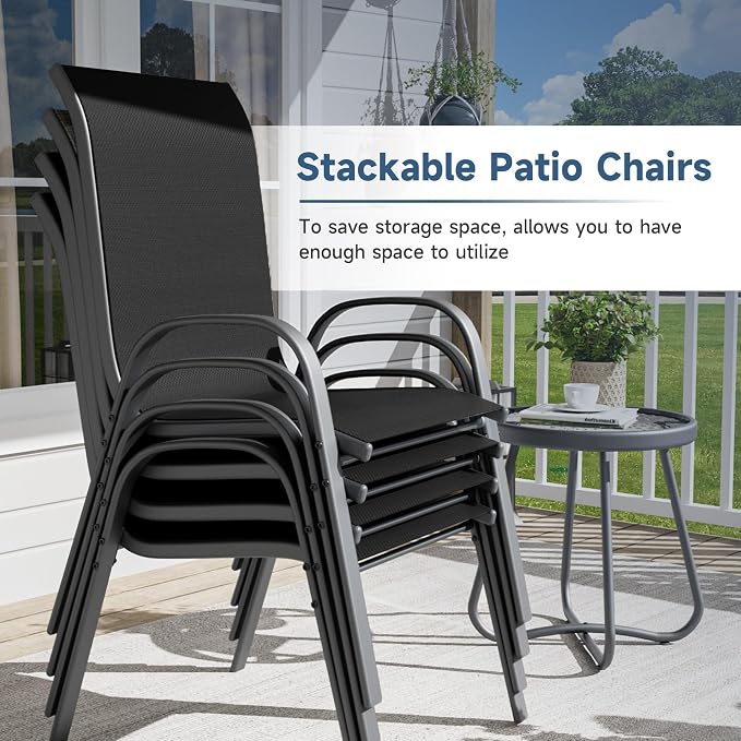 Amopatio Patio Chairs Set of 8, Outdoor Stackable Dining Chairs - Image 5