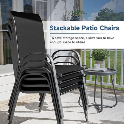 Amopatio Patio Chairs Set of 8, Outdoor Stackable Dining Chairs - Image 5