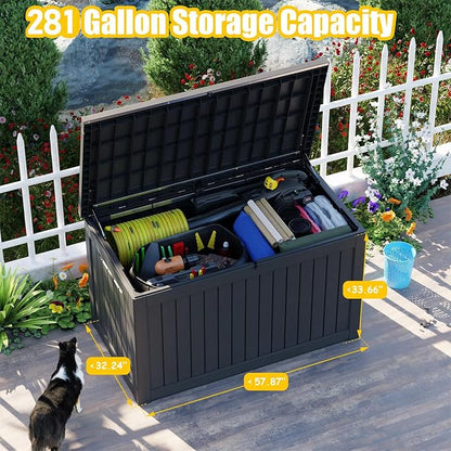 Deck Box - 280 Gallon Large Outdoor Storage Box, Waterproof Patio Furniture - Image 2