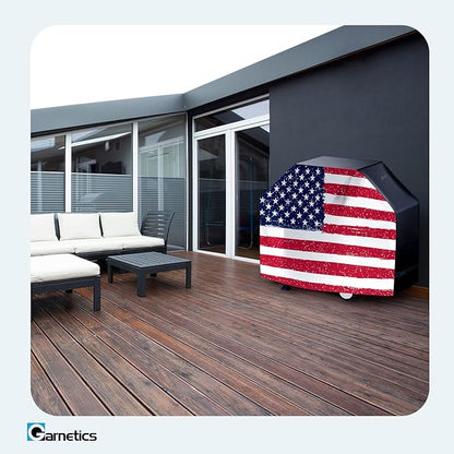 US Flag 64 Inch Grill Cover - Waterproof, Heavy Duty Universal Cover for Outdoor & BBQ Grills