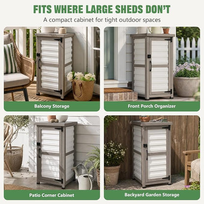 Ketive Outdoor Storage Cabinet, 33.5" H Compact Patio Storage Cabinet - Image 8