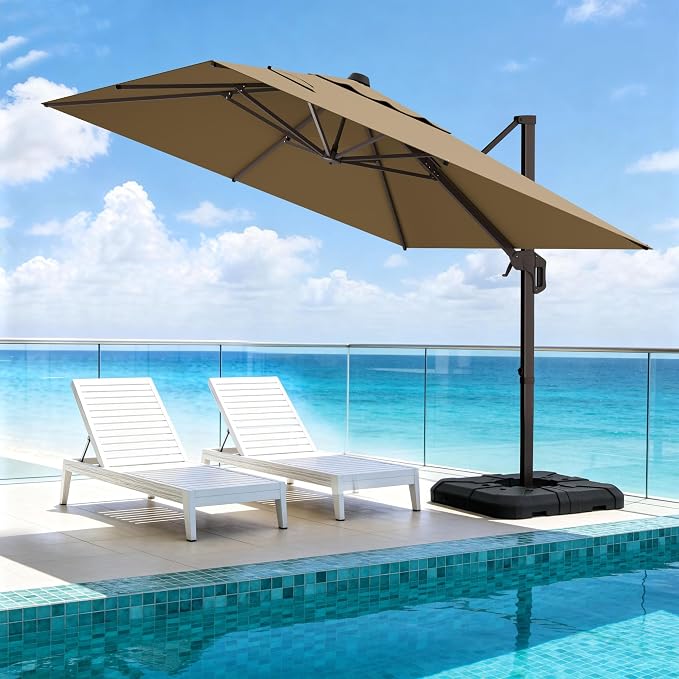 10' X 10' Patio Umbrella Cantilever Outdoor Rectangle Umbrella by ORYNTREX