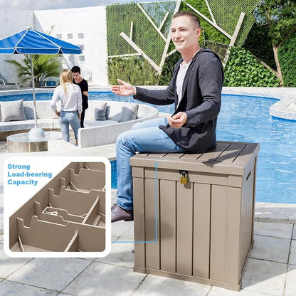 ROJIK 51 Gallon Resin Deck Box, Lockable Waterproof Weatherproof Outdoor - Image 3