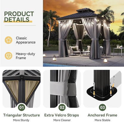 Aoxun Gazebo 8x8 Hardtop Gazebo - Image 5