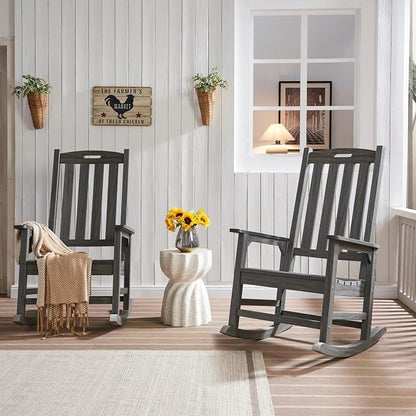 Outdoor Rocking Chairs Set of 2, Oversized Porch Rocker | Weather Resistant - Image 6