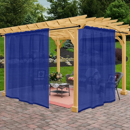 Outdoor Sheer Curtains for Patio Waterproof, 2 Panels Rod Pocket Indoor/Outdoor by Awnmeow