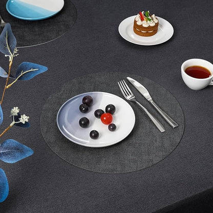 Myir JUN Round Placemats, Dual Sided Faux Leather Place Mats Set of 4 Indoor/Outdoor Non-Slip Washable Table Mats (Gray, Set of 4)