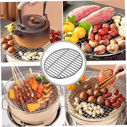 Grill Grates Replacement 13 Inch Heat-Resistant Stainless Steel Round Grill Grate, Portable Easy to Clean Baking Tray for Camping, Picnic, Garden