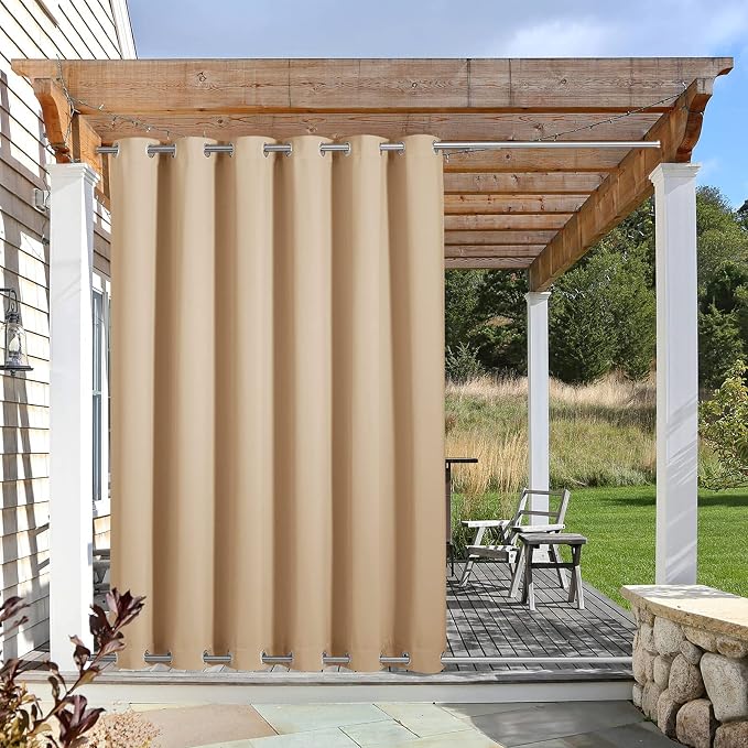 NICETOWN Outdoor Curtain for Patio Waterproof, Sunlight Block Rustproof Grommet by NICETOWN