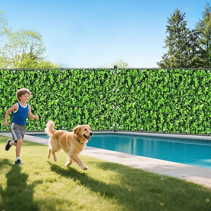 UPGRADE 3'x47'Customized PVC Privacy Fence Screen with Green Leaves Print – Outdoor Waterproof Patio Privacy Cover for Yard, Balcony, Garden Fence Decoration