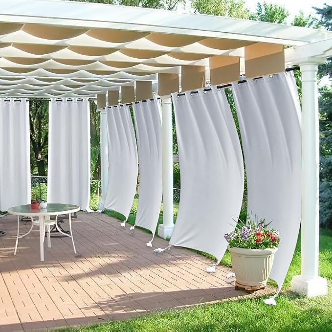 RYB HOME Outdoor Curtains for Patio Waterproof, Windproof - Image 3