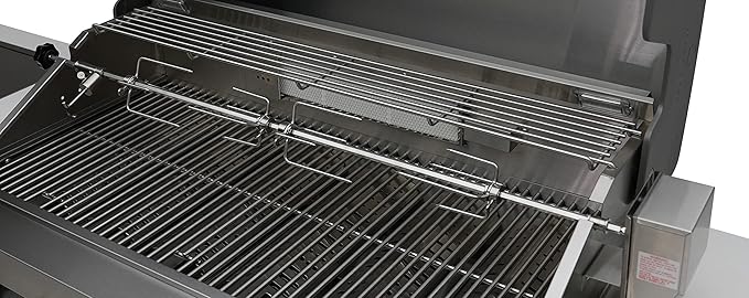 Mont Alpi MAi805-BSS90 44-inch 6-Burner 115000 BTU Deluxe Black Stainless Steel 90 Degree Outdoor Kitchen Gas Island Grill w/Infrared Side Burner Rotisserie Kit + Storage Drawers & Cabinets