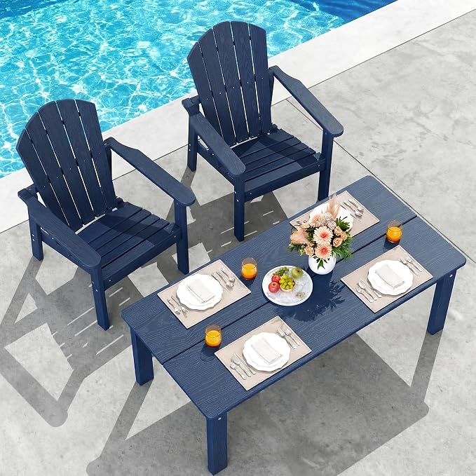 Stackable Set, 2 Chairs with Table, All-Weather HDPE, 380 lbs Each+47.2in Long by nevilywood