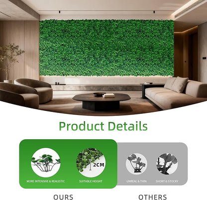24x16 Inch Artificial Boxwood Panels (24-Pack) - UV Protected Faux Grass Wall Mats for Outdoor Fence Cover, Garden Privacy Screen, Indoor Wall Decor, and Wedding Backdrops