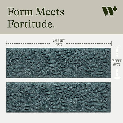 Bungalow Flooring Waterhog Stair Treads (Set of 4) – 8 1/2 x 30 Inches, Durable, Water-Trapping, Indoor/Outdoor Floor Covering, Boxwood Collection – Made in USA, Bluestone