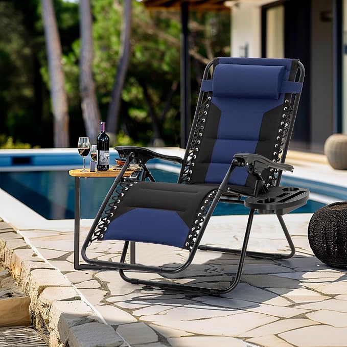 MFSTUDIO Padded Zero Gravity Chair, Cup Holder, 28in Seat, Removable Cup Holder - Image 2
