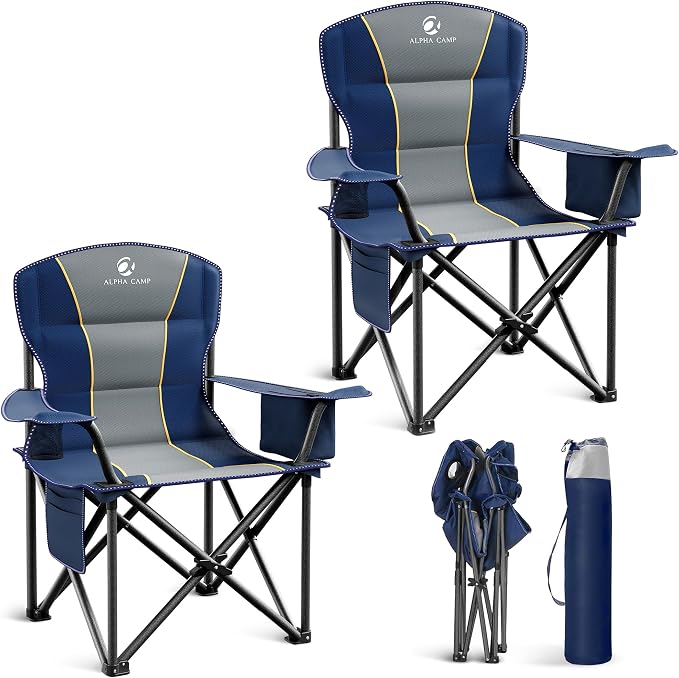 LET'S CAMP Folding Camping Chair Oversized Heavy Duty Padded Outdoor Chair | by LETSCAMP