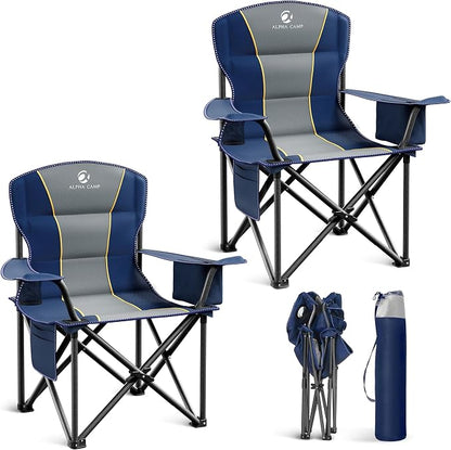 LET'S CAMP Folding Camping Chair Oversized Heavy Duty Padded Outdoor Chair | by LETSCAMP