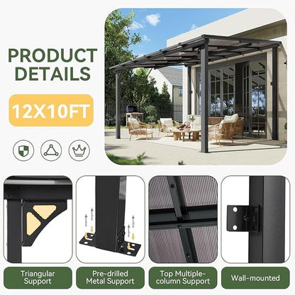 Aoxun 10' x 12' Gazebo for Patio, Gazebo Pergola - Image 7