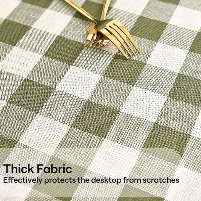Gingham Table Cloth for Rectangle Tables Green Checkered Plaid Tablecloth Heavy Duty Cotton Blend Washable & Wrinkle Table Cover for Outdoor Kitchen Dining Picnic Camping (60x120 Inch)