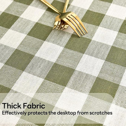 Gingham Table Cloth for Rectangle Tables Green Checkered Plaid Tablecloth Heavy Duty Cotton Blend Washable & Wrinkle Table Cover for Outdoor Kitchen Dining Picnic Camping (60x84 Inch)