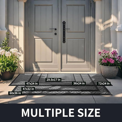 Yimobra Large Door Mat Outside Entrance 36x24, Waterproof Heavy Duty Outdoor Mats for Front Door, Non Slip Rubber Entry Mat for Garage Patio Indoor, Easy Clean, Grey