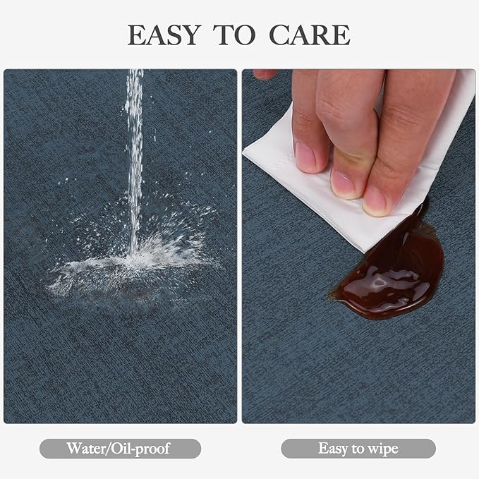 Faux Leather Heat Resistant Placemats Set of 4 – Waterproof Oilproof Wipeable Dining PU Vinyl Place Mat Easy Clean Table Mats for Kitchen/Dining/Party/Holiday, Navy Blue