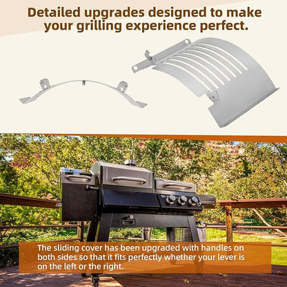 PB1285KC Flame Broiler Kit for Pit Boss KC Combo Pellet Grills, PB1285KC Replacement Parts Compatible with Platinum KC(PB1285KC), PB1020NX, Charleston 1020 Series, Includes Main Plate, Sliding Lid