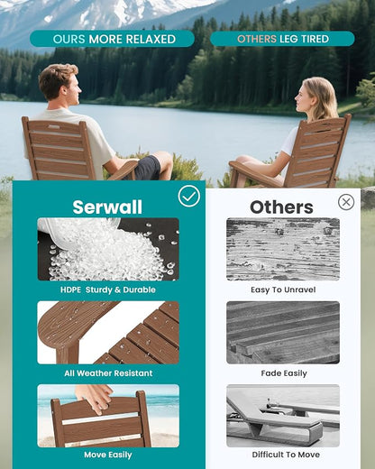 SERWALL Outdoor Rocking Chair Set of 6, Oversized HDPE Rocker, All Weather - Image 6