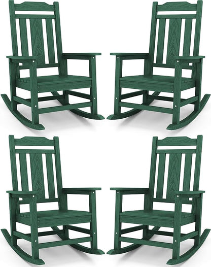 SERWALL HDPE Oversized Outdoor Rocking Chairs Set of 4, Patio Rocker, All by SERWALL