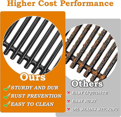 17 3/8 inch Grill Grates for Weber Spirit Grill Parts, Spirit 300 Series Grates E310 E320 E330 S310 S320 S330 Gas Grill Cooking Grids, Cast Iron Grill Grates Replacement for Weber 7525 7526