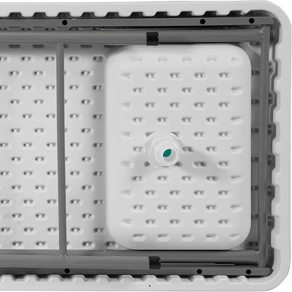 Flash Furniture Wesley 4' Portable Fish Cleaning Table with Sink, Outdoor Portable Folding Camping Sink Table with Faucet, and Hose Attachment, White