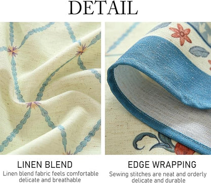 ISAENNE Designer Linen Floral Small Square Tablecloth,Light Green Farmhouse Durable Table Cloth,Washable Decor Tablecloths for Dining Kitchen Thanksgiving Christmas,55"*55"-Floralsea B