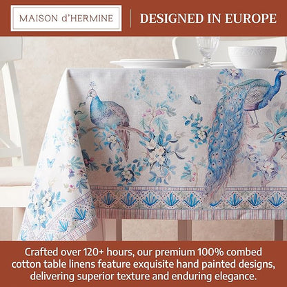 Maison d' Hermine Premium Table Cloth Square Table 100% Combed Cotton 70 x 70 Inches Tablecloth Reusable Decorative for Dining Room, Farmhouse, Party, Festive & Wedding - Peacock Utopia - Orginal