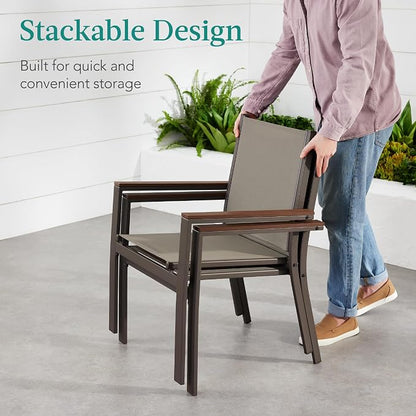 Best Choice Products Set of 2 Stackable Outdoor Textilene Chairs, All-Weather - Image 5