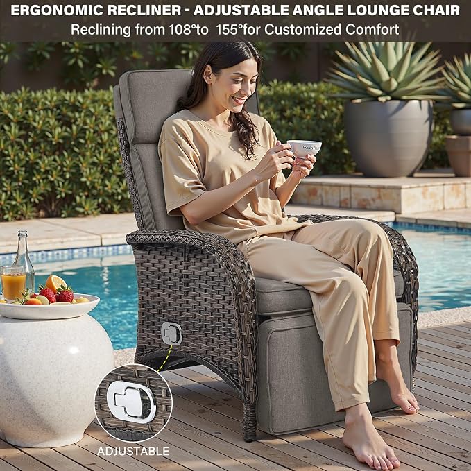 Versatile Outdoor Recliner Chair Set of 3 - Image 3
