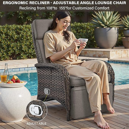 Versatile Outdoor Recliner Chair Set of 3 - Image 3