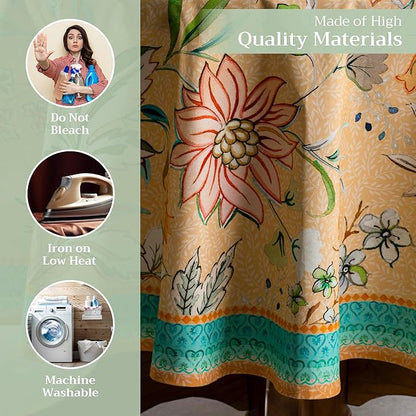 Maison d' Hermine Table Cloth Round Table 100% Cotton 63 Inches Tablecloth Reusable Decorative for Dining Room, Farmhouse, Home, Party, Festive & Wedding Spring Summer - Luxury Loft – Peach