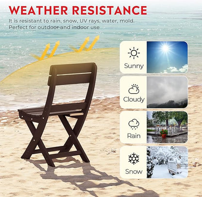 Costaelm Paradise 3-Piece Outdoor HDPE Folding Patio Bistro Table and Chairs, Dark Brown