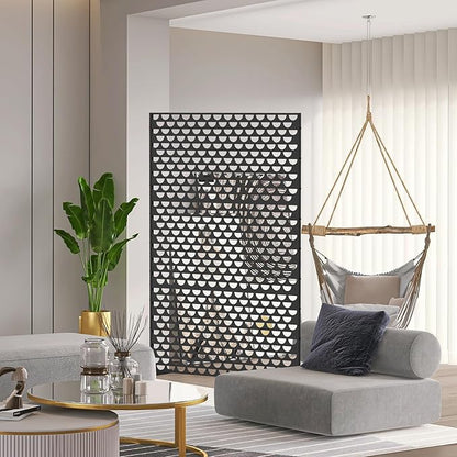 Domi Metal Privacy Screens and Panels with Free Standing, Freestanding Outdoor Indoor Privacy Screen, Decorative Privacy Screen for Balcony Patio Garden, Semi-Circular Shape