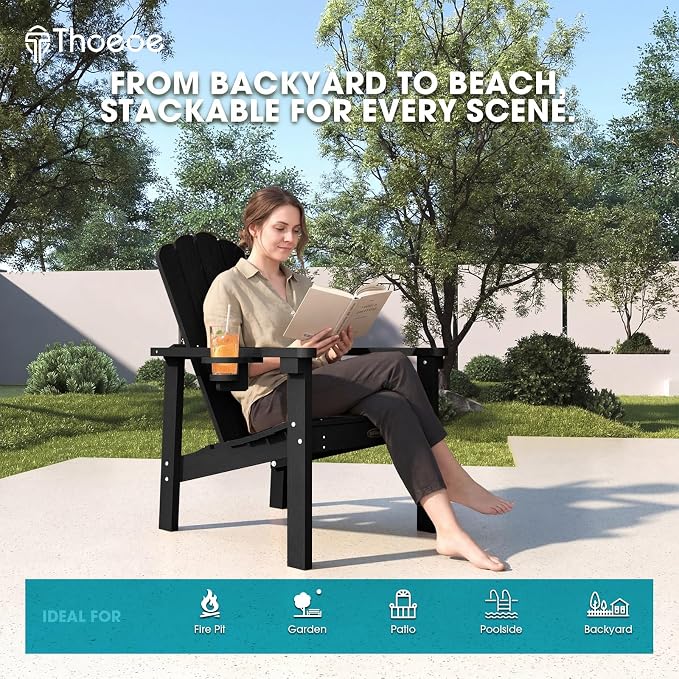 THOEOE Stackable Adirondack Chair Set of 4, HDPE Fire Pit Chairs Set of 4 | - Image 7