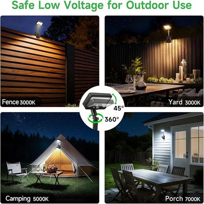 Solar Fence Lights Outdoor, 3CCT Motion Sensor Clip On Light with Adjustable Modes, 600LM IP65 Waterproof, Dusk to Dawn, 1500mAH USB Solar Powered for Garden, Wall, Black [2-Pack]
