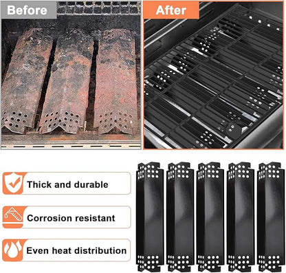 Hiorucet Grill Parts for Home Depot Nexgrill 720-0888N 720-0830H 720-0888 720-0888A Gas Grill, Cast Iron Grill Grates, Porcelain Steel Heat Plates, Burners for Nexgrill Replacement Parts 5 Burner